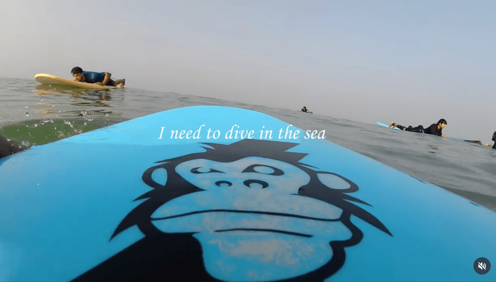 Surfboard on the sea at Mulki